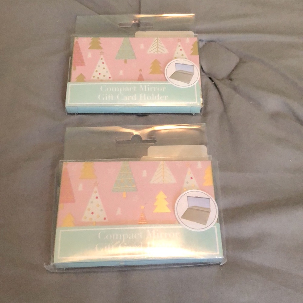 Set of 2 NWT compact mirror/gift card holder